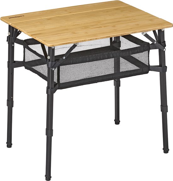 Campout Campingtafel - 65 x 50 cm - Inklapbare Tuintafel - Opvouwbare Camping Tafel - Vouwtafel - Klaptafel - Hoogte Verstelbaar - Inclusief Draagtas - Bamboe van Merkloos