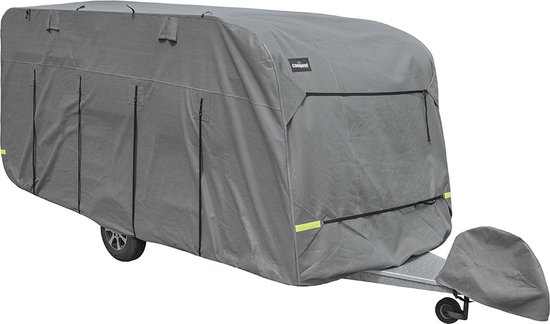 Campout Caravanhoes - 5,18 - 5,79 x 2,50 m - Caravan beschermhoezen - Camperhoezen - Waterdicht en UV-bestendig - 4-laags SFS-stof, 160g/m² - YKK ritsen - Met 4 Bevestigingsriemen en Elastische Band - Inclusief opbergtas