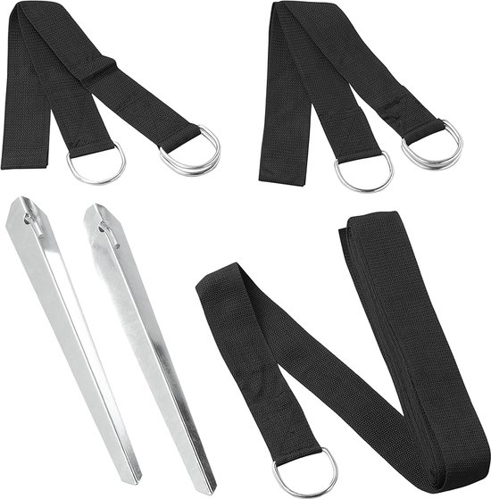 Campout Stormbandset Caravan - Spanelastiek – Geschikt voor caravan- en camperluifel of -voortent – Extra Stevigheid - Universeel - Met stalen haringen - 12.5 m Spanbanden - Polypropyleen - 2 x 38 cm Haringen van Campout