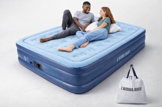 Camuland Luchtbed 2 Persoons – Ingebouwde Elektrische Pomp – 203x152x46 cm – Extra Hoog – Camping & Logeerbed – Inclusief Draagtas van Merkloos