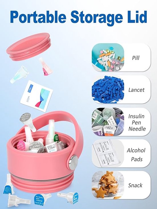 Candala Insuline-etui - Insuline-koeltas voor insulinepen, spuiten, naalden en andere medische accessoires voor diabetici, Fles Insuline_roze/groen van Merkloos