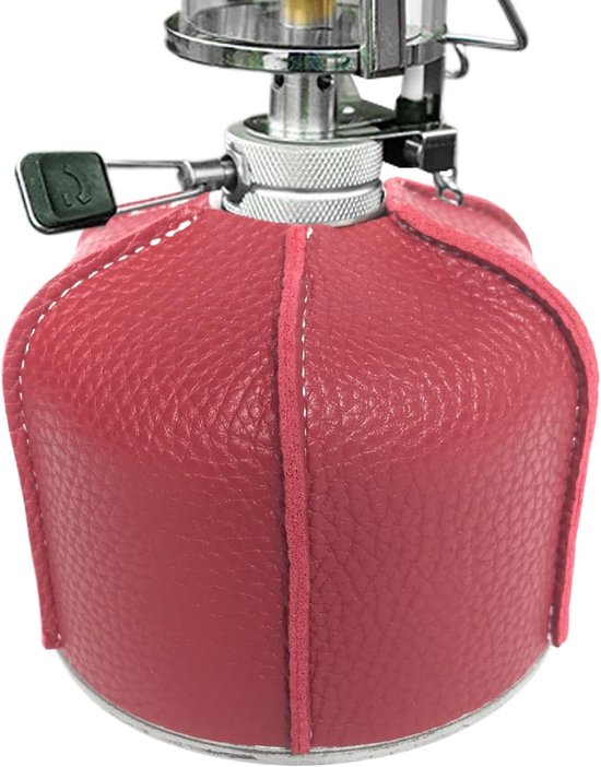 Canister Cover - Stove Protector - Outdoor Koken - Hittebestendig PU Leer - 12 x 7 x 3 cm - Bordeauxrood
