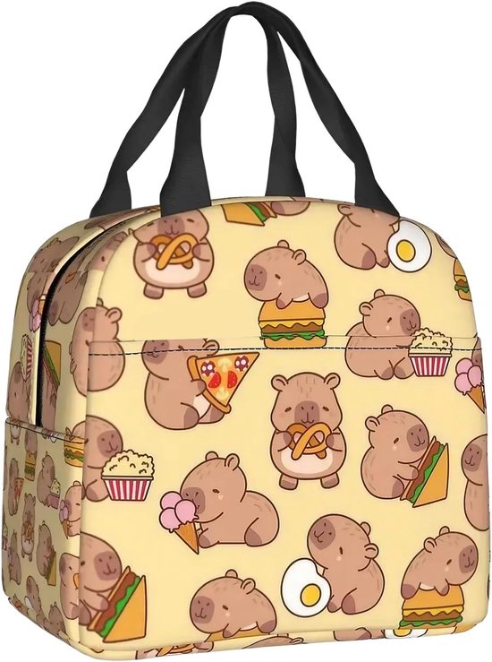 Capybar lunchtas, geïsoleerde lunchtas voor kinderen, herbruikbare lunchtas voor kinderen, waterdichte geïsoleerde lunchtas voor vrouwen, draagbare koeltas voor de lunch, geschikt voor werk, school en picknicks in de buitenlucht.