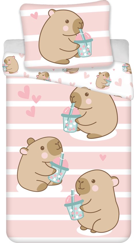 Capybara Dekbedovertrek Kawaii - 140 x 200 cm / 70 x 90 cm - Katoen