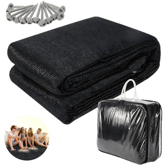 Caravan Camping Picknickmat 300x600cm Zwart HDPE Waterdoorlatend 13 Grondpennen