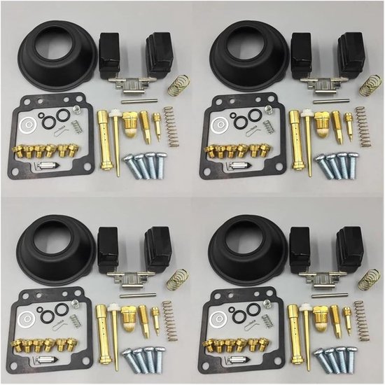 Carburateur Reparatiekit - Motor Revisieset - Motoronderhoud - Inclusief Membraan - 4 Sets - Zwart