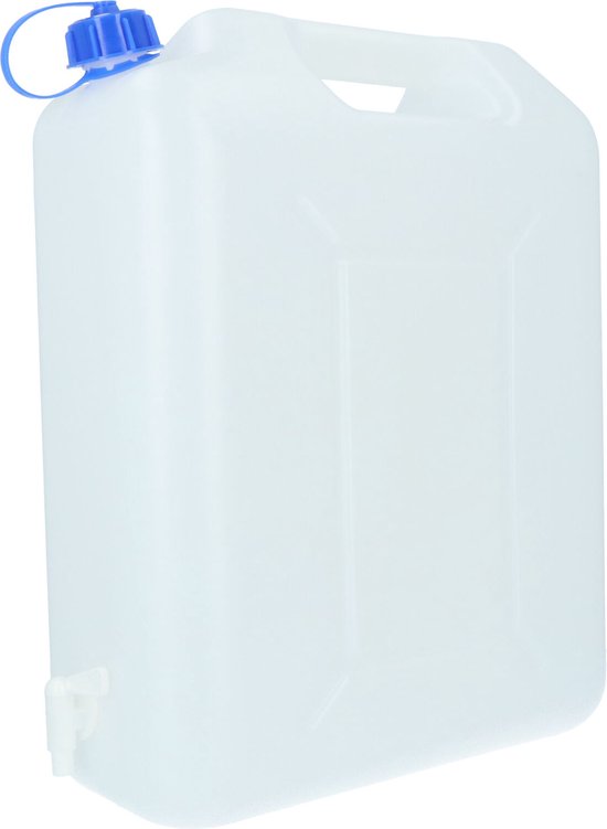 Carpoint Waterkan met Kraan - 20 Liter – Stevig kunststof – Handige schenkkraan – Grote vulopening - Met draaidop en uitloopkraan van Merkloos