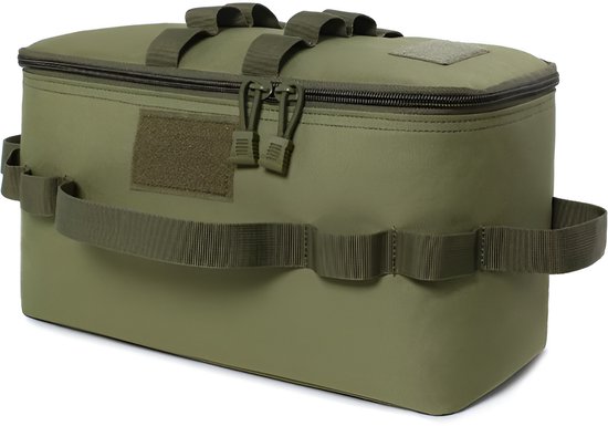 CarryQuest® - Geïsoleerde Koeltas - Lunchtas - Outdoor Camping Gas Tank Opbergtas - Grote Capaciteit + Duurzaam Materiaal - Grond Nageltas - Picknick Kookgerei Kit Tas - Groen van Merkloos