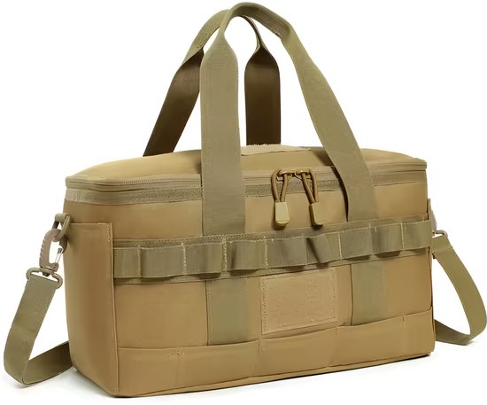 CarryQuest® - Geïsoleerde Koeltas - Lunchtas - Outdoor Zware Lunchtas - Outdoor Lunchbox - Thermische Isolatie + Mesh Pocket - Koeltas - Picknick Tas - Khaki van Merkloos