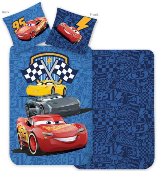 Cars Dekbedovertrek Racing Crew Blauw 140 cm x 200 cm van Merkloos