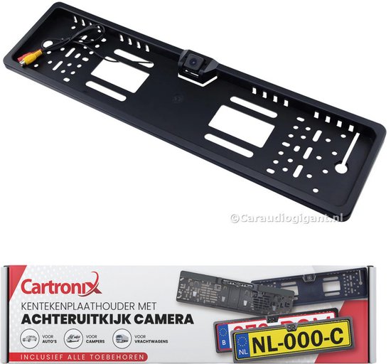 Cartronix RV-400 kentekenplaathouder met camera | Voor Auto - Camper - Vrachtwagen | Zwart | HD Camera van Merkloos