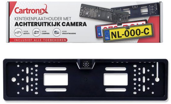Cartronix RV-410 kentekenplaathouder met camera | 8 LED Nachtzicht van Merkloos