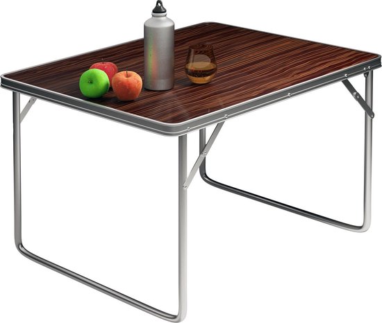 Casaria Campingtafel houtlook aluminium 80x60x70cm opvouwbaar van Deuba
