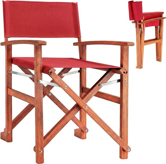 Casaria Regisseursstoel – FSC Eucalyptushout – met Armleuningen – Rood