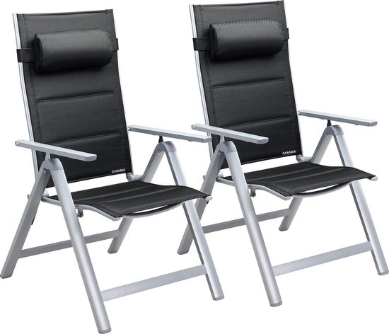 Casaria Tuinstoel Aluminium - 2 stuks Inklapbaar - Zilver van Merkloos