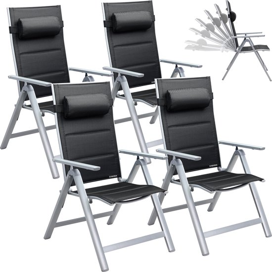 Casaria Tuinstoelen 4 Stuks - Aluminium Hoge Rugleuning - Antraciet van Casaria