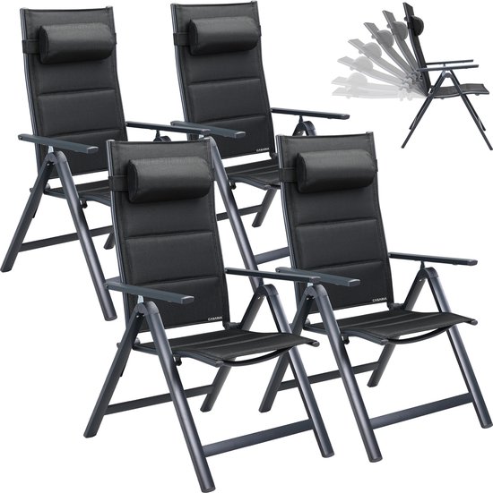 Casaria Tuinstoelen 4 Stuks - Aluminium Hoge Rugleuning - Zilver van Casaria