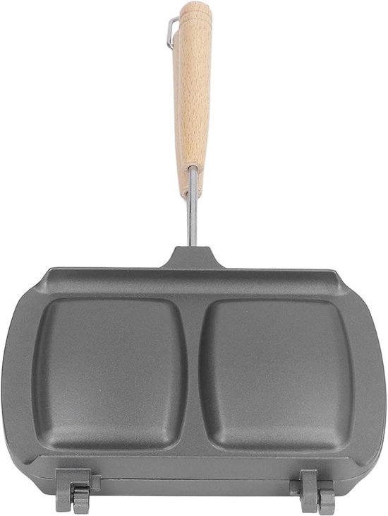 Cast Iron Cake Maker with Anti-scalding Handle, Double Tart Iron Sandwich Maker, Campfire Cooking Equipment Camping Pie Making Cooking Pan for Breakfast, Sandwiches, Snacks,