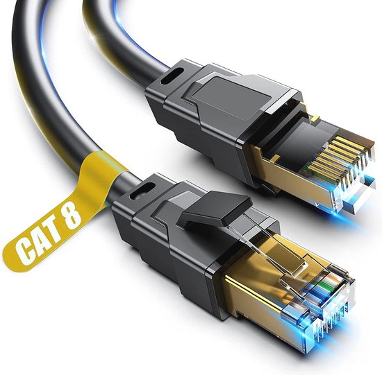 Cat 8 Ethernet-kabel 1 M - Hoge Snelheid, Geschikt voor Binnen en Buiten, Professionele LAN-kabel zonder merknaam van Cat