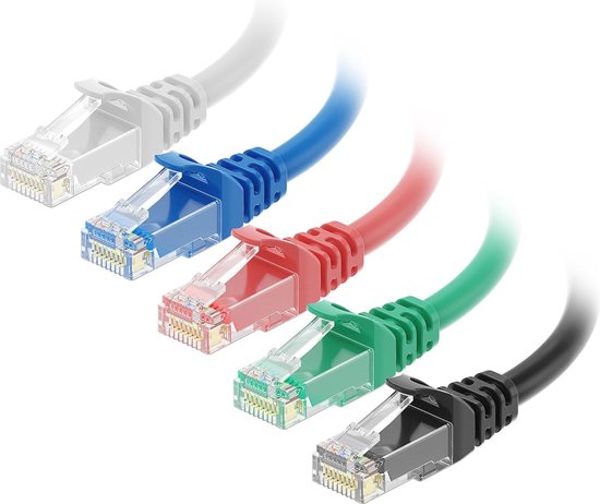 Cat6 Ethernet-kabel 0,3 meter met 5-kleuren combo voor optimaal kabelbeheer van Cat