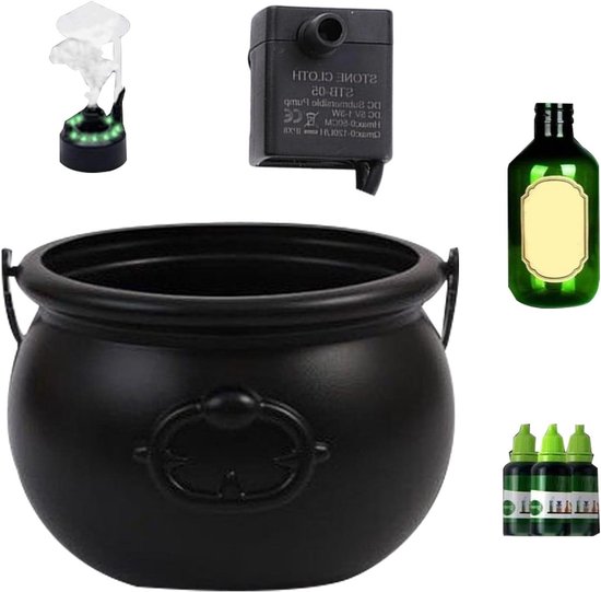 Cauldron Diffuser, Bubling Cauldron Bowl Halloween Decorations | Bubbling Jar with Floating Drinks Bottles Spooky Holiday Supplies Black For Women Men Home Kitchen