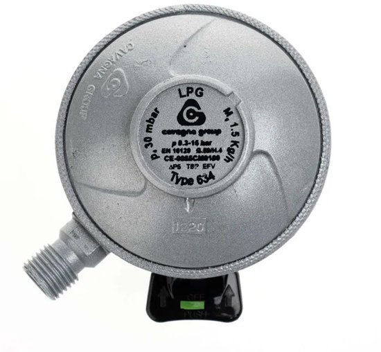 Cavagna Group Gasdrukregelaar Quick-On - 30mbar - Type 634 - 1,5 kg/u - 1/4" Links - Universeel van Cavagna Group