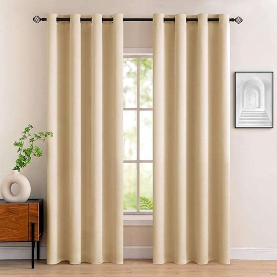 CE - Zasłona Serie - Thermische Verduisterende Gordijnen - Licht Beige - 140x245cm - 2 Stuks