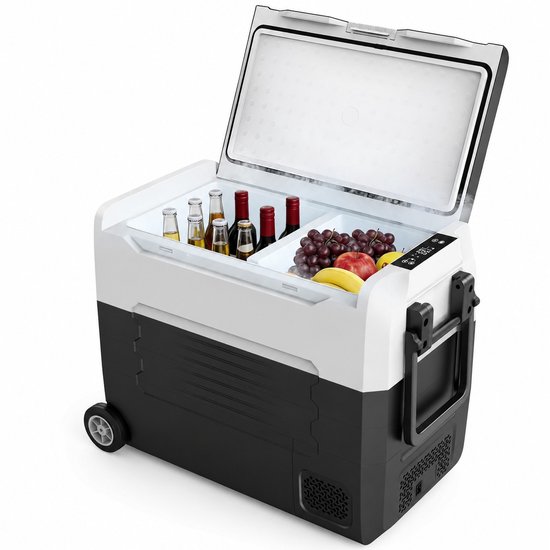 Celestul - Coolbox - Koelbox 55L - Elektrische Coolbox - Draagbare mini koelkast - Draagbare Auto Vriezer 12/24Volt - Zwart/Wit