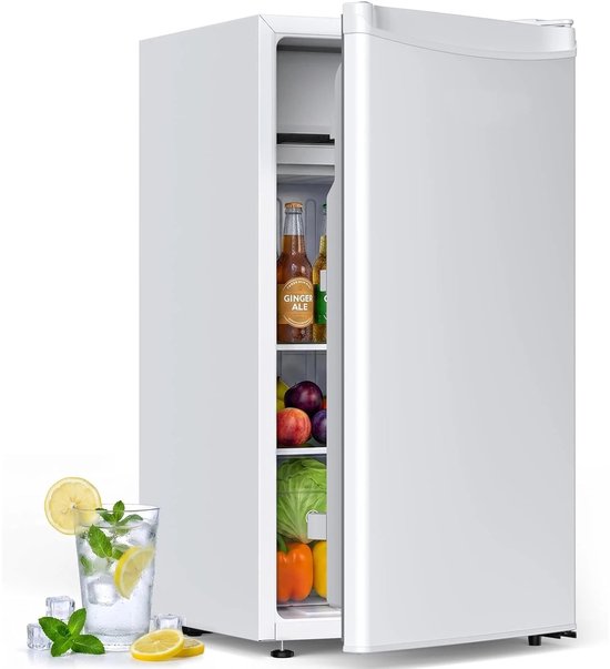 Celestul Mini Koelkast 90L - Koelkast met Vriesvak - Stille Minibar 41 dB - Compacte Koelkast voor Slaapkamer, Kantoor & Studentenkamer - Wit