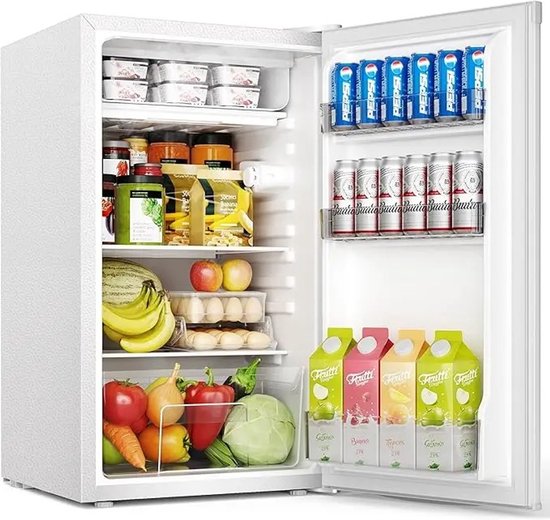 Celestul Minikoelkast 91 Liter - Mini Koelkast Stil 38dB - Compacte Koelkast met Thermostaat - Voor Slaapkamer - Kantoor & Studentenkamer - Wit