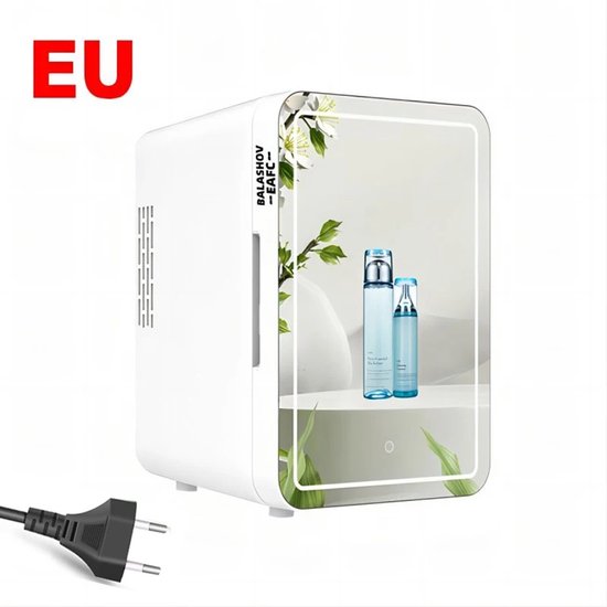 Cellista Minikoelkast 4L - Draagbare Koelkast met Spiegeldeur - Cosmetica Koelkast - Camping Koeler - Auto en Thuis Mini Fridge - 220V EU Stekker