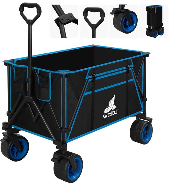 Cellista Opvouwbare Bolderkar 240L 120kg - Handkar Transportkar - Trolley met Remmen - 106x105x54 cm - Opvouwbaar en Duurzaam voor Tuin, Strand en Camping van Merkloos