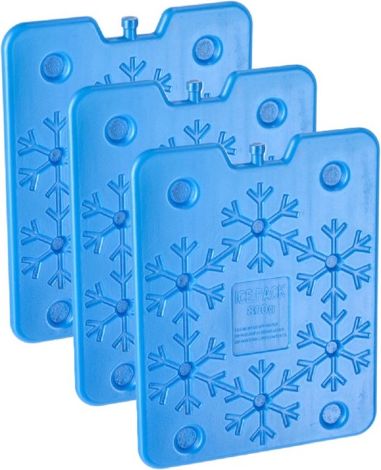Cepewa Plat groot koelelement - 3x - blauw - kunststof - 800 ml - 25 x 32 cm - Koelblokken/koelelementen voor koeltas/koelbox van Cepewa