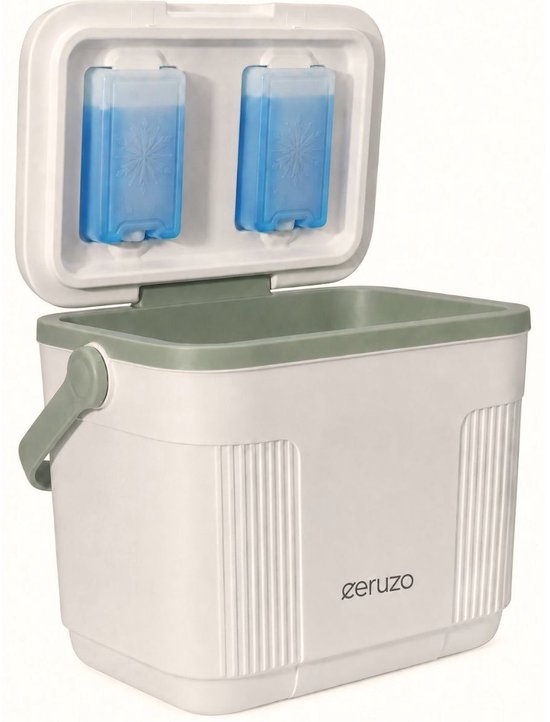Ceruzo Koelbox 25 Liter - 2 Koelelementen in Deksel - Creme Wit OlijfGroen -Ruim van Ceruzo