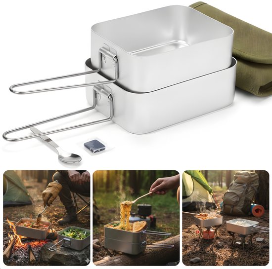 Cheqo® Camping Pannenset - Campingpannenset - Camping Pannensetje - Campingpannen Set - Campingpannetjes - Camping Kookset - Camping Kookgerei Set - Kookset Camping - Pannenset Kamperen - Pannenset Outdoor