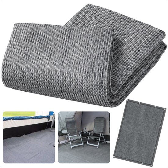 Cheqo® Camping Vloermat - Campingtapijt - Vloerkleed - Tenttapijt - Tapijt voor Voortent - 250 x 300 cm - Opvouwbaar - Metalen Hoekogen van Cheqo