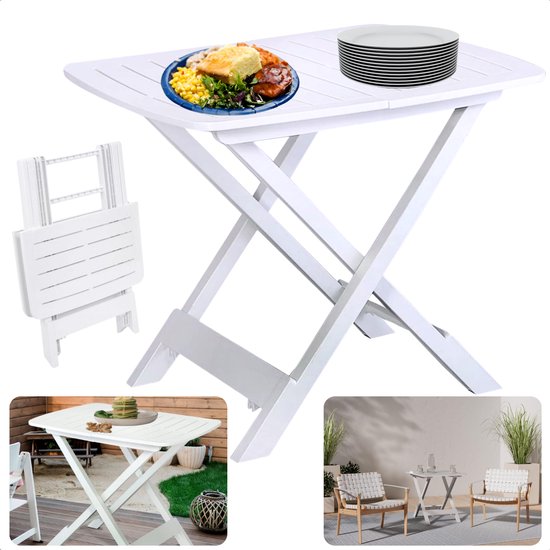 Cheqo® Camping Vouwtafel - Inklapbare Tafel voor Camping - Balkontafel - Klaptafel - Tuintafel Inklapbaar - Lichtgewicht Kunststof - Wit - Ideaal voor Tuin van Merkloos