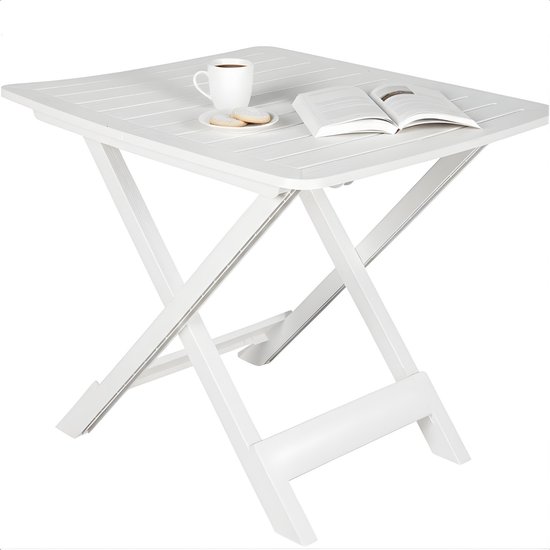 Cheqo® Campingtafel Vouwbaar - Campingtafel Inklapbaar - Campingtafel Opvouwbaar - Camping Klaptafel - Klaptafel - Vouwtafel - Inklapbare Tafel - Opvouwbare Tafel - Opklaptafel - Opklapbare Tafel - Witte Klaptafel van Cheqo