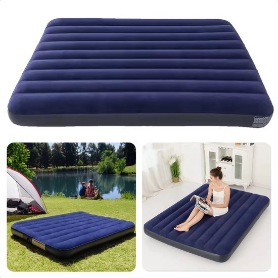 Cheqo® Comfortabel Opblaasbaar Luchtbed - 191 x 137 x 25 cm - 2-Persoons - Luchtbed met Snel Ventiel - Pluche Slaapoppervlak - Duurzaam en Stabiel van Cheqo®