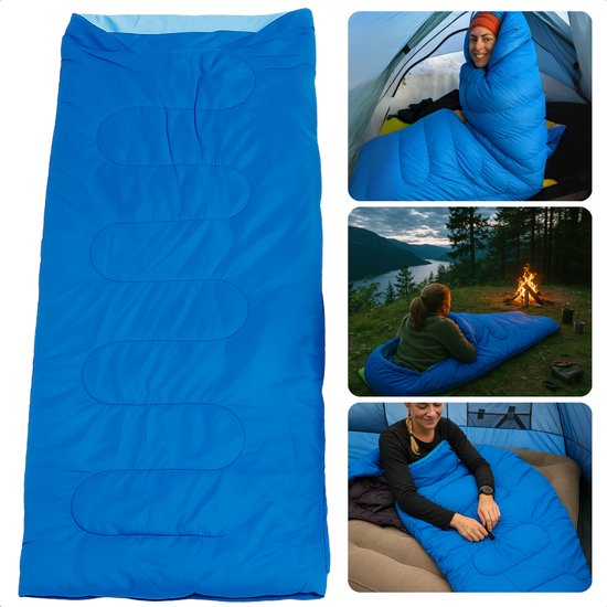Cheqo® Envelop Slaapzak Volwassenen - Kamperen - Dekenmodel - Zomerslaapzak Polyester - Blauw van Cheqo