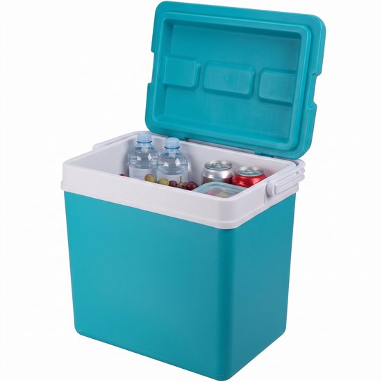 Cheqo® Koelbox - Passieve Koelbox zonder Stroom - Draagbare Koelbox voor Camping en Strand - Koelbox met Handvat en Deksel - Koeltas - Picknick Koelbox voor Auto en Festival - Drankenkoeler - Isolerende Koelbox - Turquoise - Frigobox