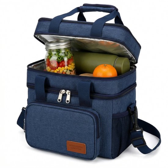 Cheqo® Koeltas - Lunchtas - Geïsoleerde Koeltas - Picknicktas - Thermotas - Opvouwbaar - Coolerbag - Koeltasje - Lunch Bag - Schoudertas - Isolatietas voor Volwassenen en Kinderen - Waterafstotend - Dubbel Compartiment - Lekvrij - Eettas
