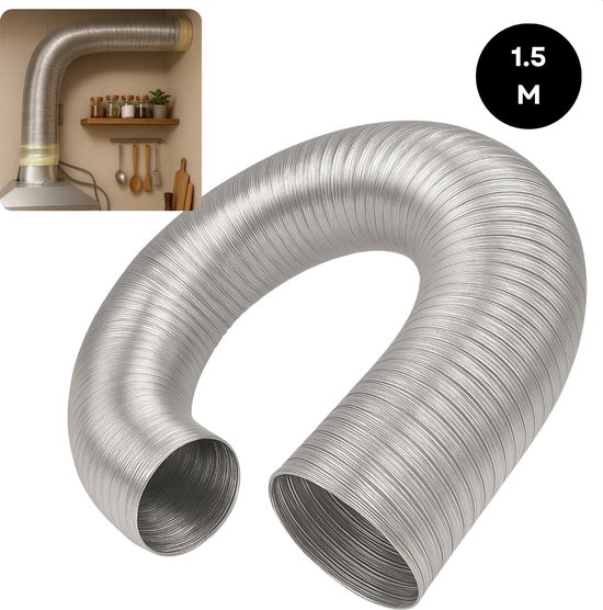 Cheqo® Luchtafvoerslang Aluminium - 120 Mm Diameter - 1,5 Meter Lengte - Lucht Afvoer Slang - Ventilatie Slang van Cheqo