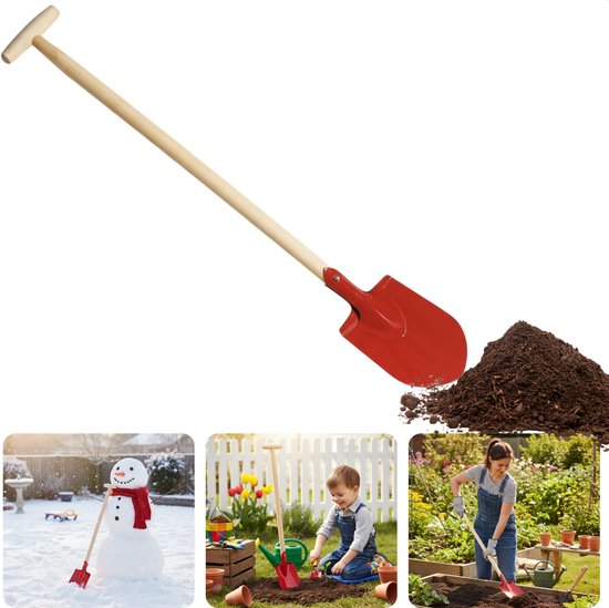 Cheqo® Metalen Schep - Houten Steel - Tuingereedschap - Kinderschep - Tuinschep - Strandschep - Zandspeelgoed - Tuinieren - Metalen Blad - Compacte Schep - Tuinwerk - Sneeuw Schep - Zand Scheppen - Sneeuwschep van Cheqo