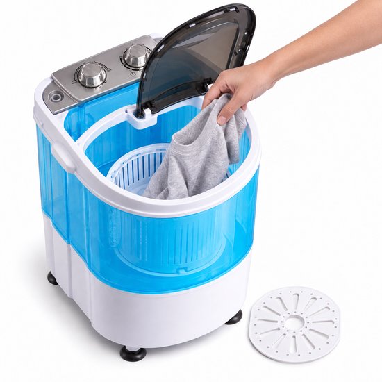 Cheqo® Mini Wasmachine met Centrifuge - Camping Wasmachine - Kleine Wasmachine - Draagbare Wasmachine - Compacte Wasmachine - Caravan Wasmachine - Camper Wasmachine - Studenten Wasmachine - Bovenlader Wasmachine - Wasmachine voor Kleine Ruimtes van Cheqo