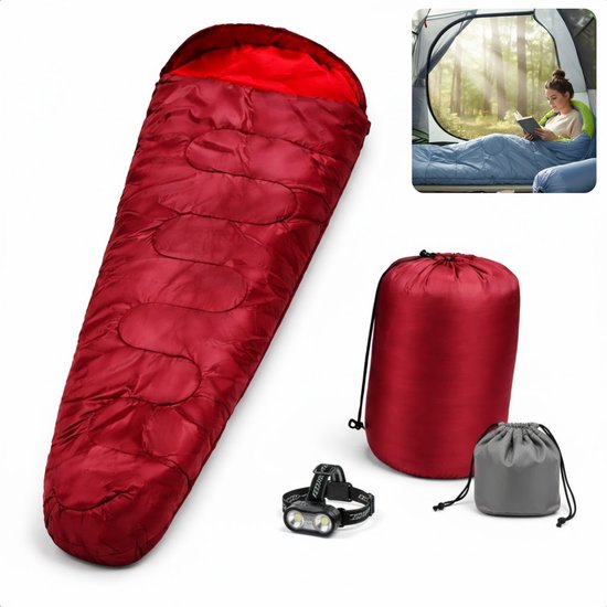 Cheqo® Mummy Slaapzak - Slaapzak Volwassenen - Zomerslaapzak - Lente Slaapzak - Slaapzak Met Capuchon - Lichtgewicht Slaapzak - Compacte Slaapzak - Slaapzak Camping - Slaapzak Festival van Merkloos