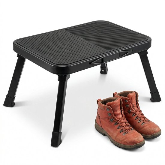 Cheqo® Opstapkruk Inklapbaar - Opstapje Anti-Slip - Vouwkruk voor Caravan en Camper - Opvouwbaar Trapje - Klapkruk - Instaptrede Camping - Keukentrapje - Caravanopstap - Stalen Krukje voor Keuken en Garage - Draagbaar Opstapje van Merkloos