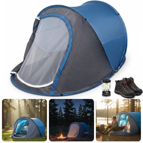 Cheqo® Pop Up Tent - Pop Up Tent 1 Persoons - Festival Tent - Kampeertent - Camping Tent - Lichtgewicht Tent - Blauwe Pop Up Tent van Merkloos