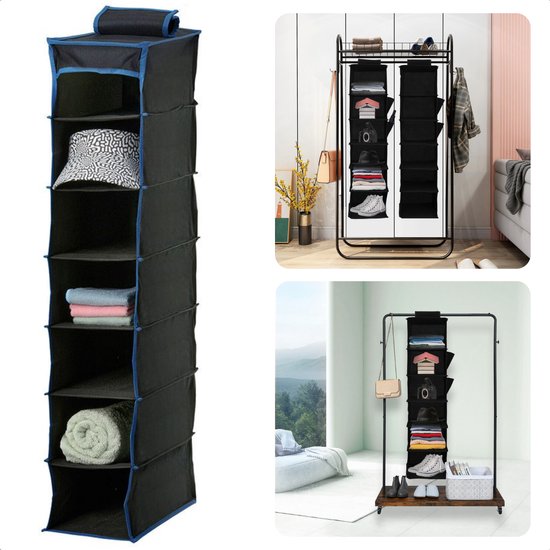 Cheqo® Ruime Hangorganizer - Camping Opbergoplossing voor Caravan - Opvouwbare Kastorganizer - Efficiënt Opbergsysteem - Tentorganizer met Spiegel - Tentschort van Cheqo