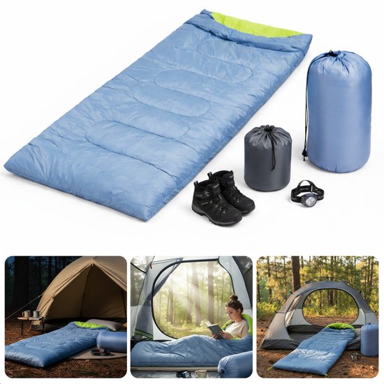 Cheqo® Slaapzak Envelop - Slaapzak Dekenmodel - Zomerslaapzak - Slaapzak Volwassenen - Slaapzak Camping - Slaapzak Kamperen - Slaapzak Festival - Reisslaapzak - Lichtgewicht Slaapzak - Dunne Slaapzak van Merkloos